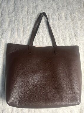 Cuyana Dark Brown Pebbled Leather Tote